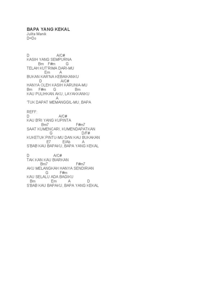 Kunci Gitar Kasih Yang Sempurna Dari C