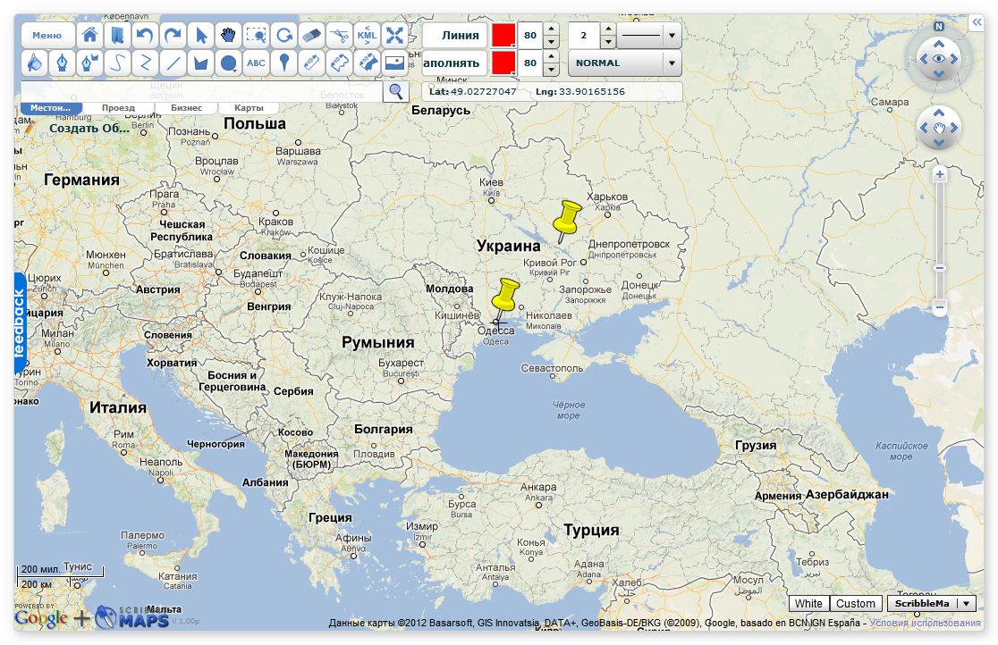 как нарисовать путь на карте