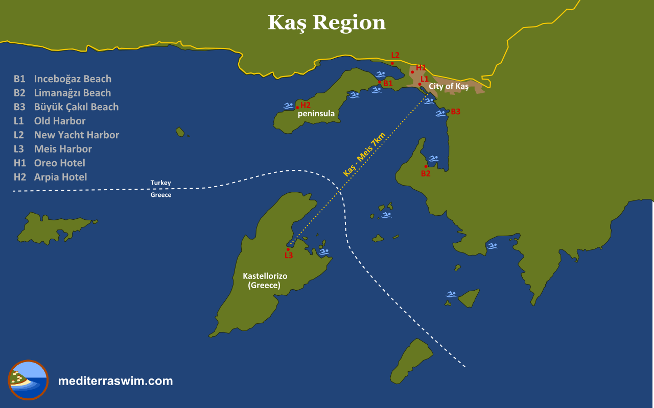 Swim Camps In Ka Turkey Mediterra Total Immersion Open Water 1410 Kas Area Map 