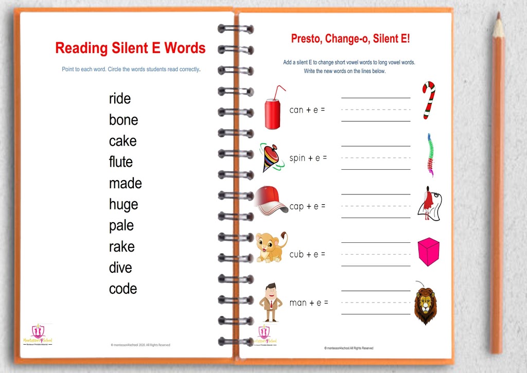 Silent e worksheets-english worksheets for beginners