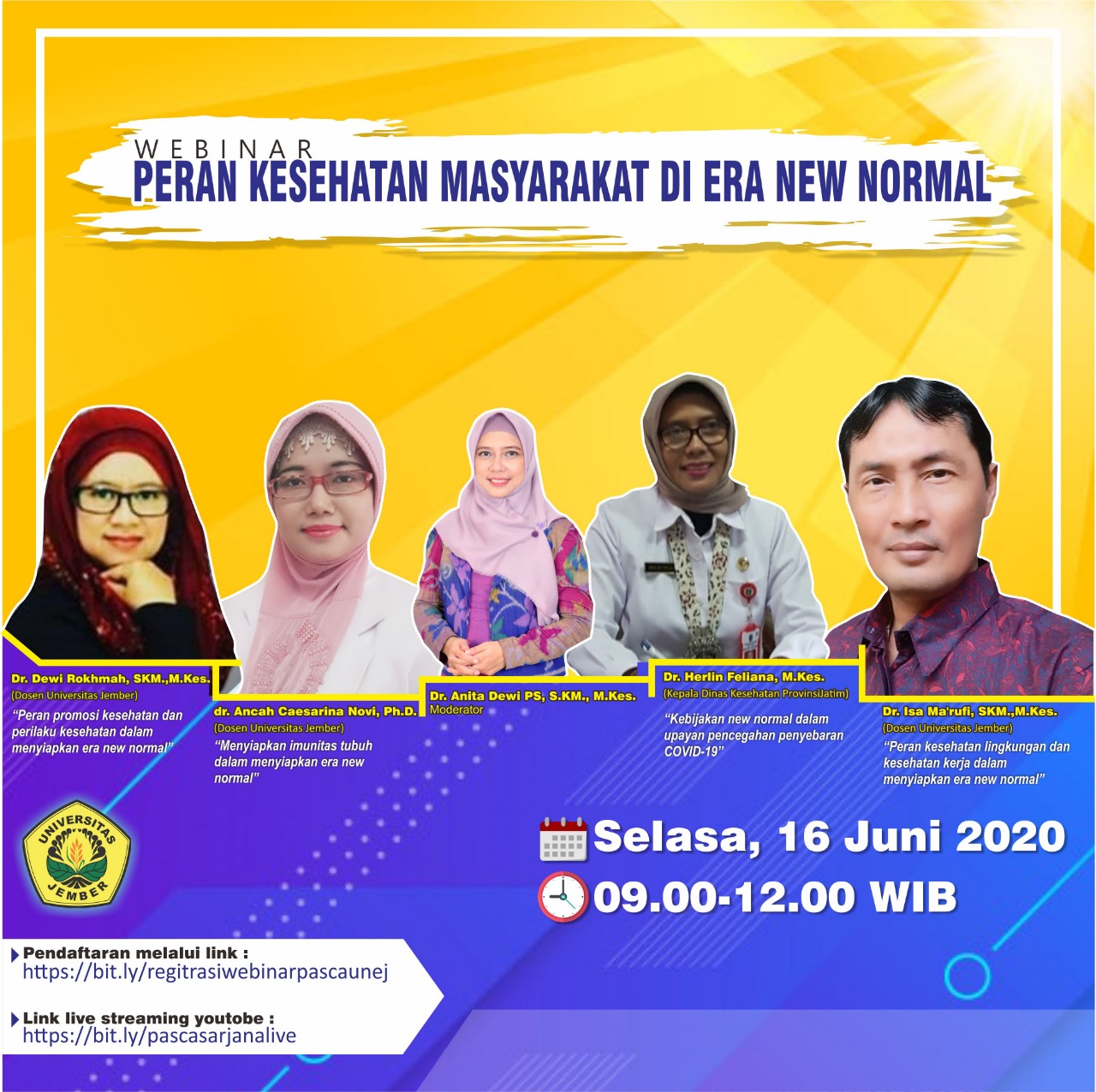 Webinar ” PERAN KESEHATAN MASYARAKAT DI ERA NEW NORMAL” – Pascasarjana –  Universitas Jember