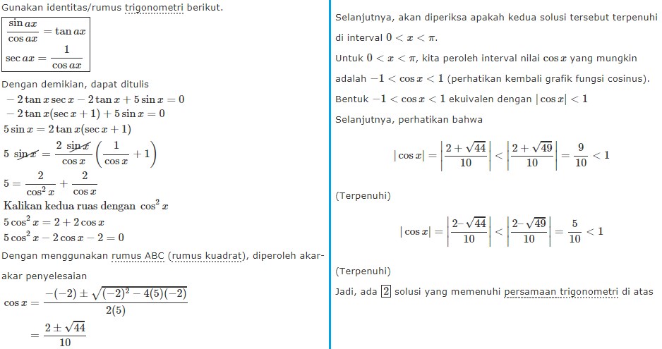 Soal Soal Pilihan Ganda Materi Trigonometri Kelas 10 K13 Jawabanku Id Contoh soal dan jawaban trigonometri kelas 10. Soal Soal Pilihan Ganda Materi Trigonometri Kelas 10 K13 Jawabanku Id Penyelesaian persamaan ini dengan cara mencari seluruh nilai sudut-sudut x sehingga persamaan tersebut bernilai benar untuk daerah asal tertentu.