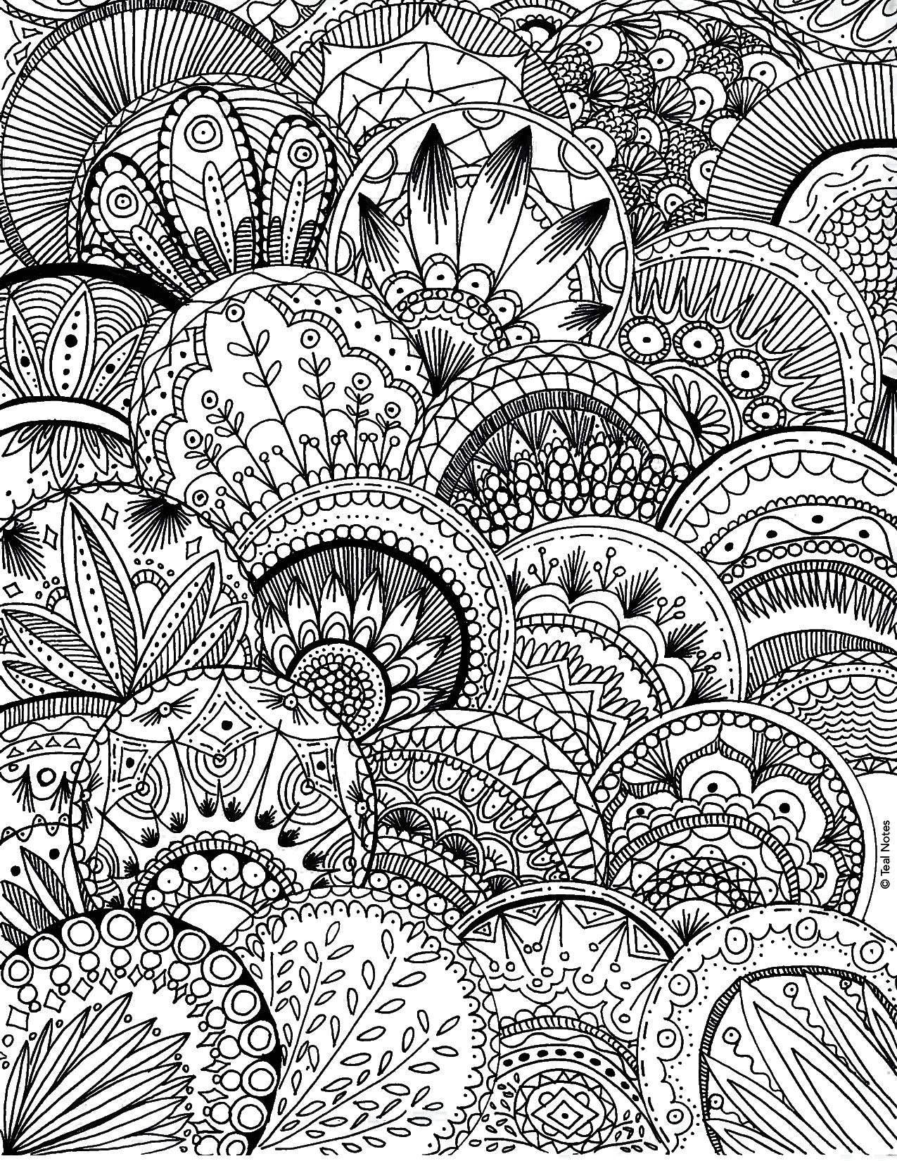 photo Free Coloring Pages For Adults Printable Hard To Color teal notes