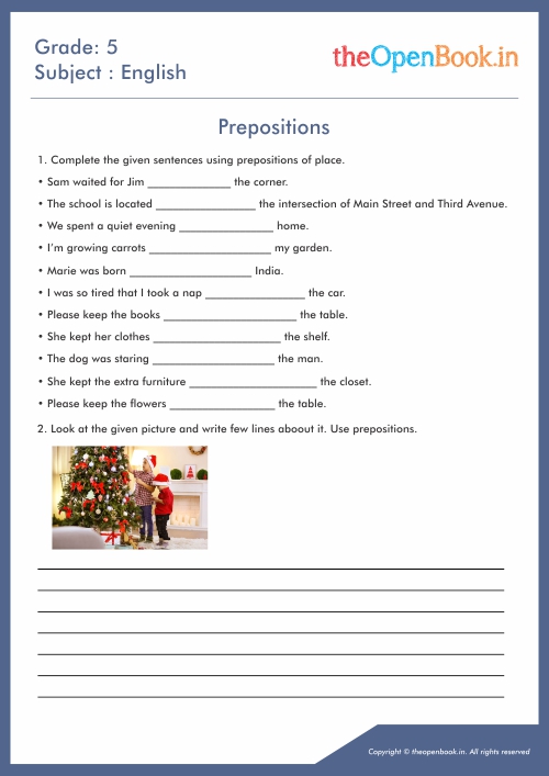 Preposition worksheets for grade 1 pdf