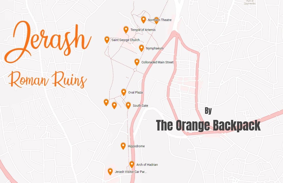 Jerash Roman Ruins In Jordan Practical Map The Orange Backpack Jerash 