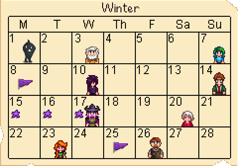 Stardew valley calendar