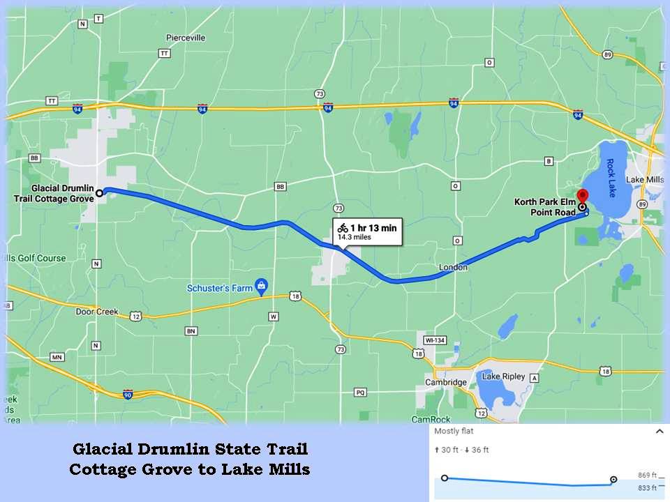 Glacial Drumlin State Trail Cottage Grove To Lake Mills Wisconsin.