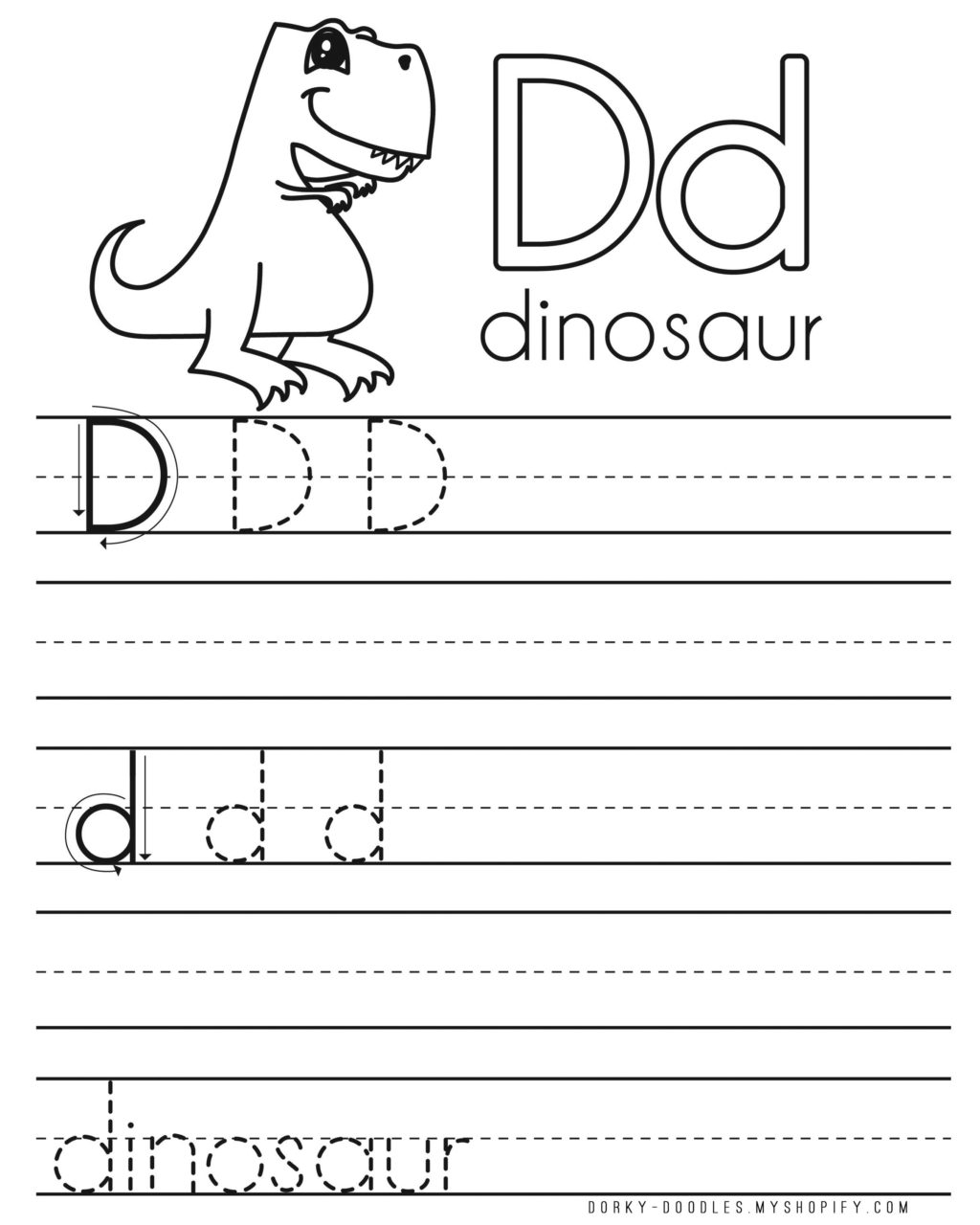 Letter d traceable worksheets