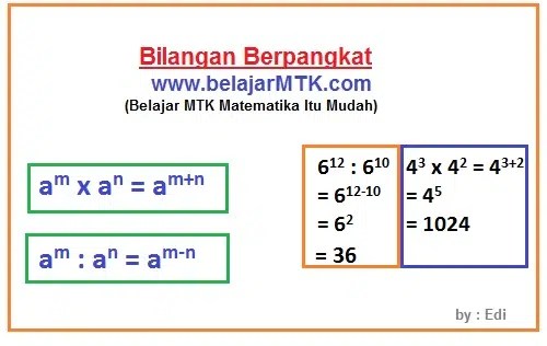 Sifat Sifat Bilangan Berpangkat Dan Contoh Soalnya Bentuk-bentuk perkalian diatas dinyatakan pula dengan bentuk.