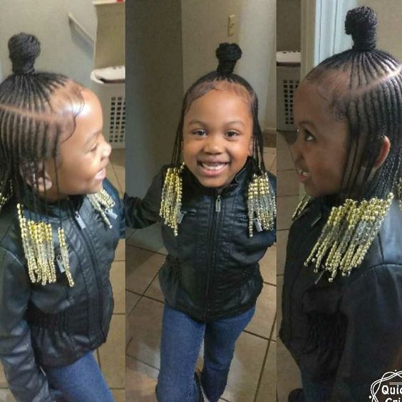 photo Braid Hairstyles With Weave For Little Girls cornrows hairstyles with beads for kids