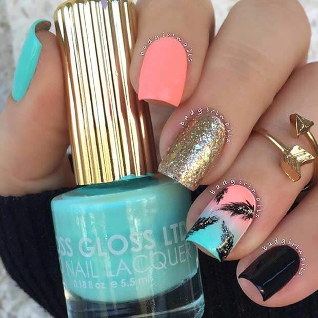 photo Acrylic Designs Bright Cute Summer Nails 30 cute colorful bright summer nails