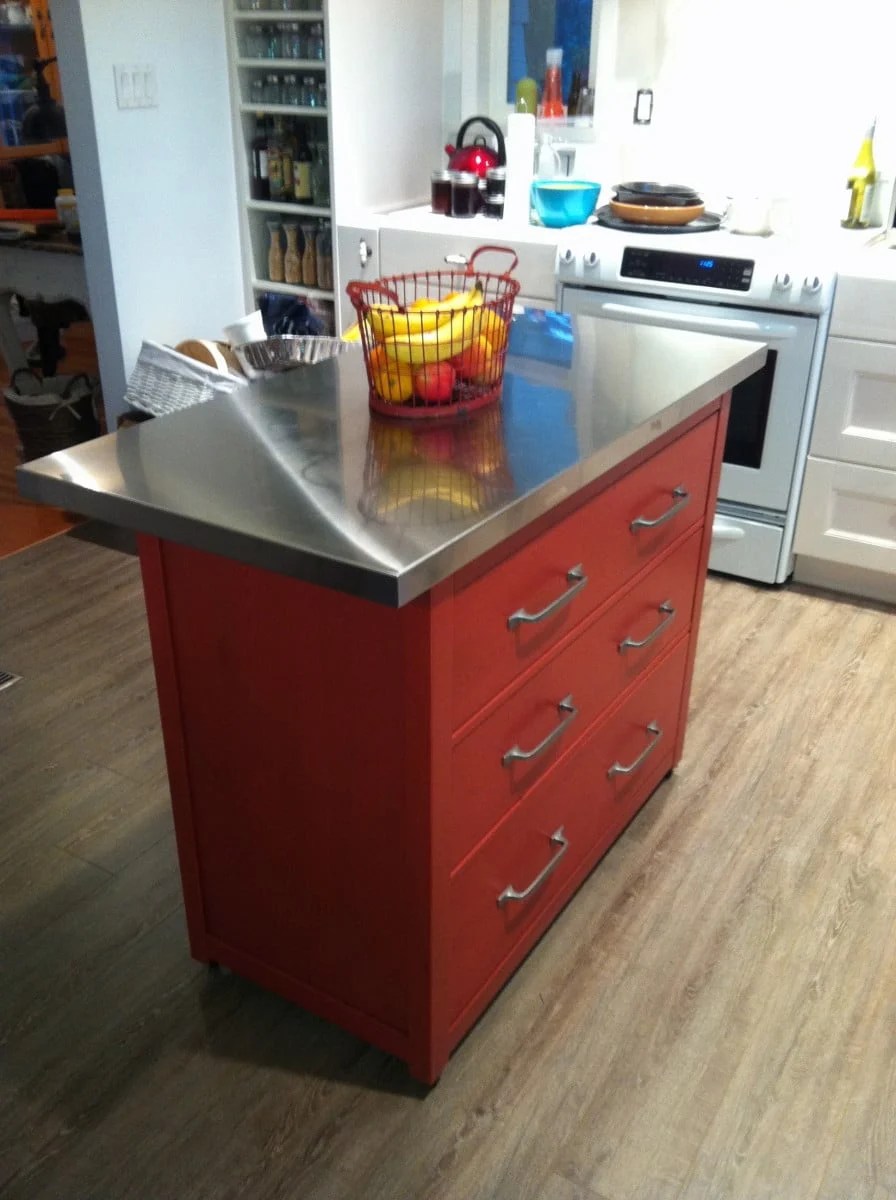 ikea kitchen island with deep drawers and maple top ...