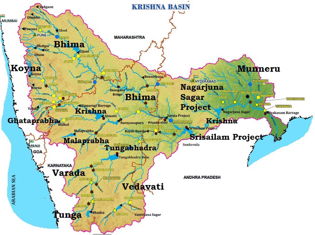 wallpapers Godavari And Krishna River In India Map pmf ias