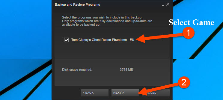 How To Backup And Restore Steam Games TechGainer Select Game For Backup 