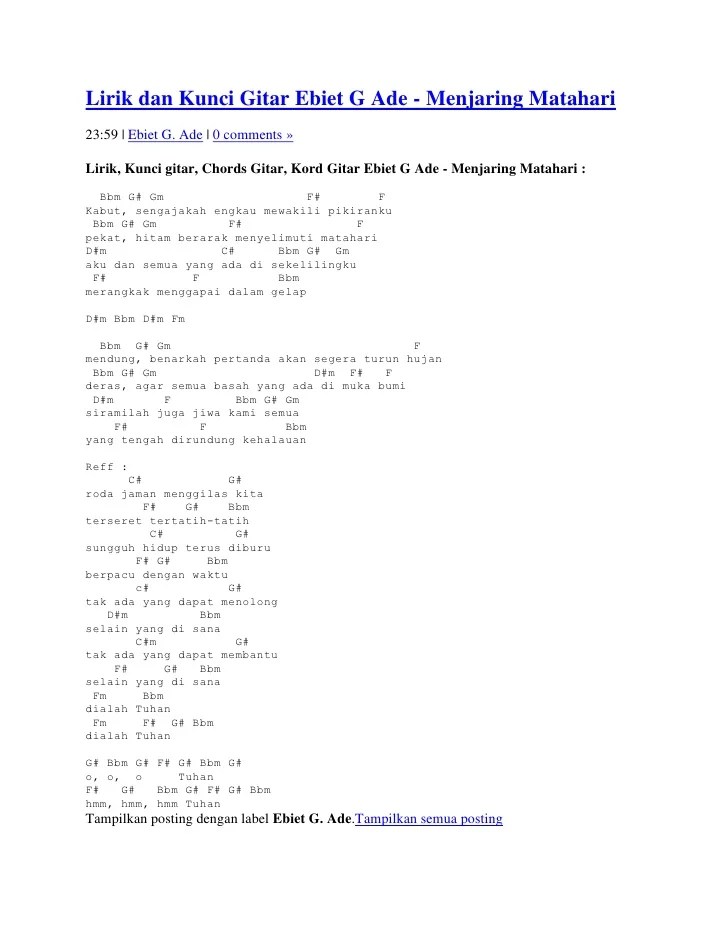 The Lirik Dan Chord Lagu Geisha Sementara Sendiri