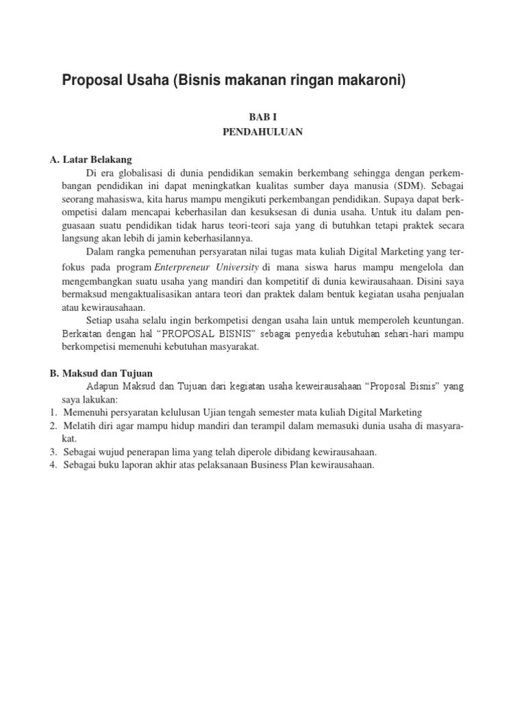 Proposal Bisnis Plan Makanan Pdf » Greatnesia