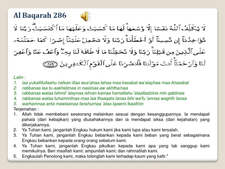 Surah Al Baqarah Ayat 286 Latin