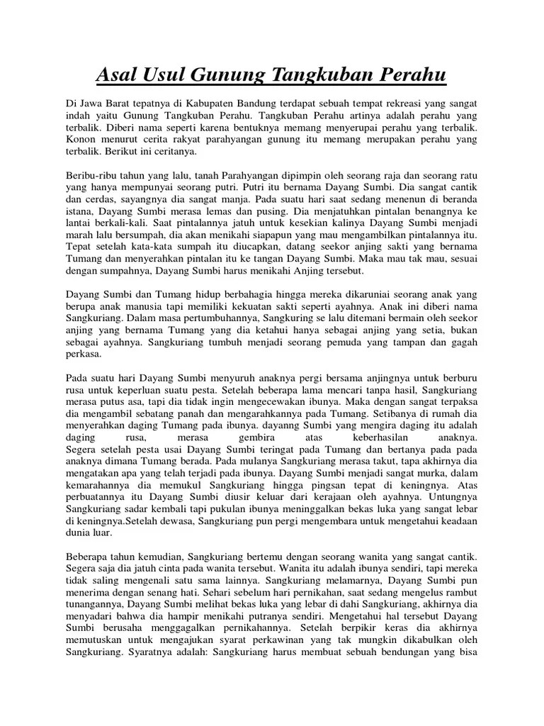 Dongeng Tangkuban Perahu Singkat Bahasa Sunda - Perangkat Sekolah