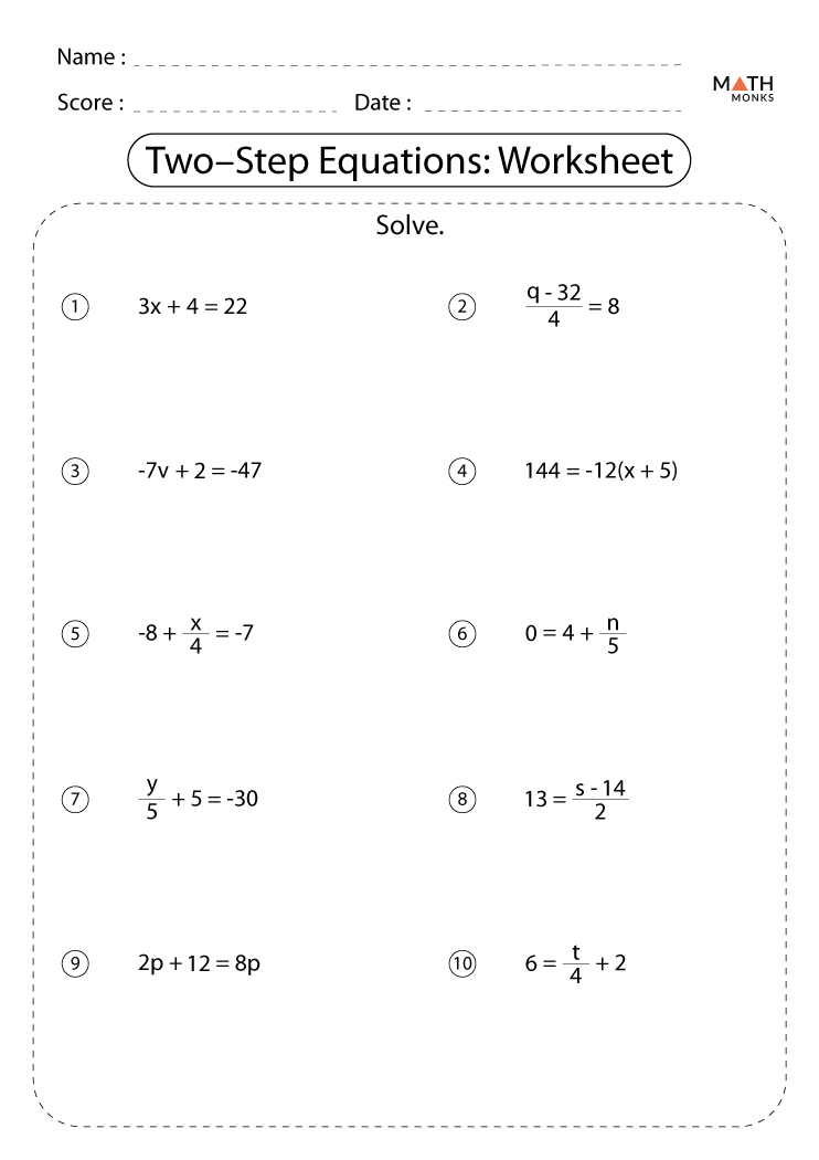 Math drills two step equations