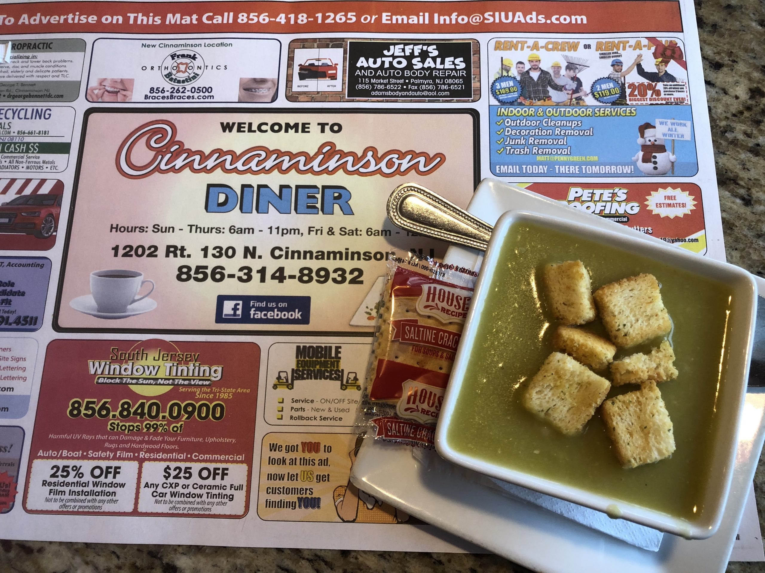 Jersey Diner Menu Cinnaminson Nj in 4+ Sizes [Rare Jersey] 