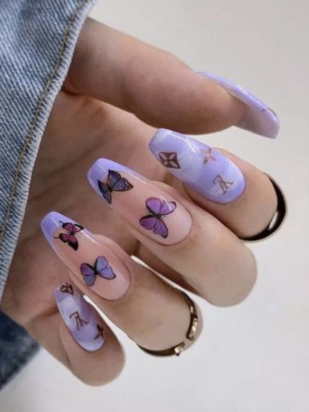 images Postizas Uñas Acrilicas De Mariposas Transparentes unas con diseno o estilo de mariposa