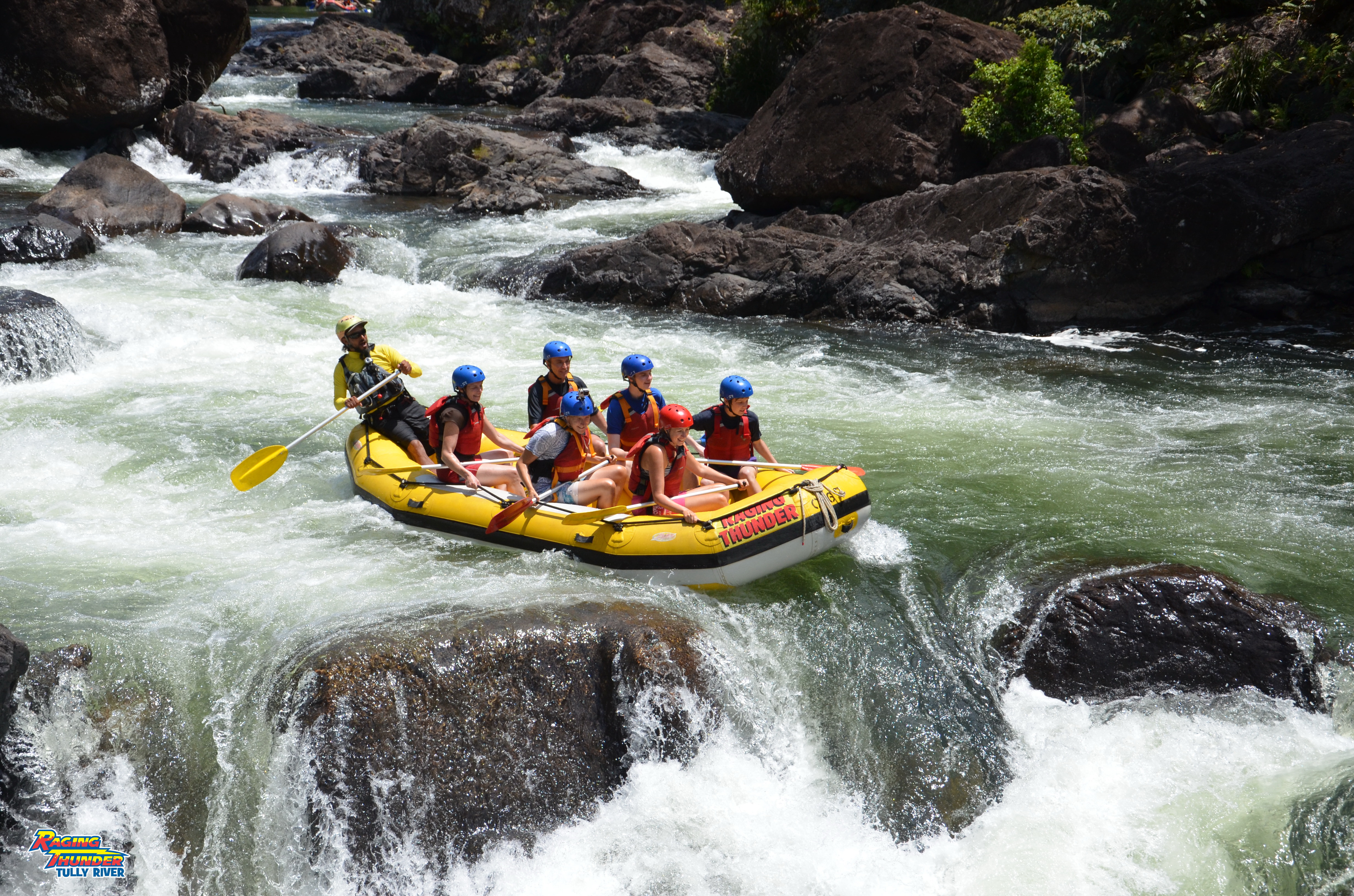 White water rafting on the tully river with raging thunder