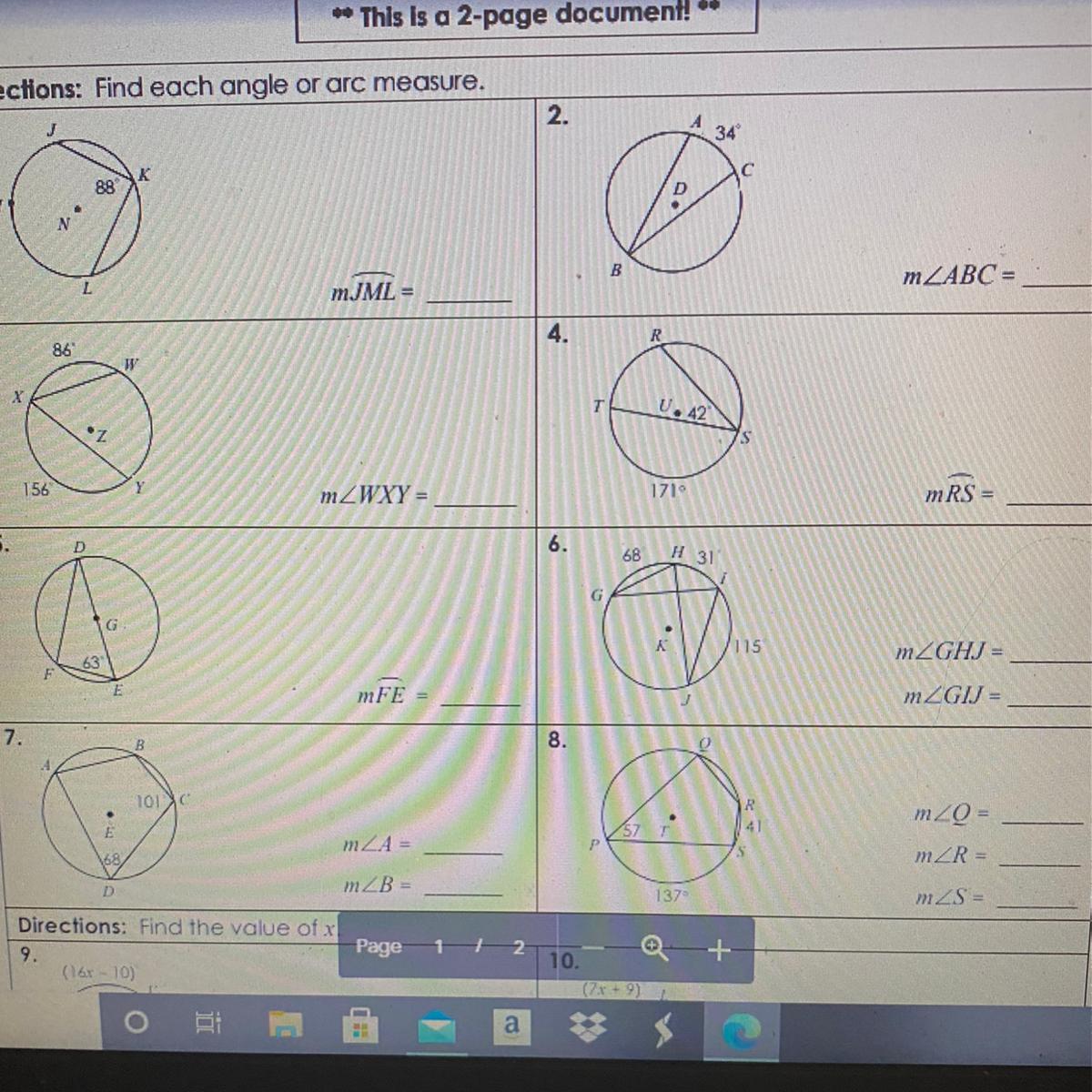 Unit 10 Circles Homework 6 Arc Amp Angle Measures Please Help Brainly 