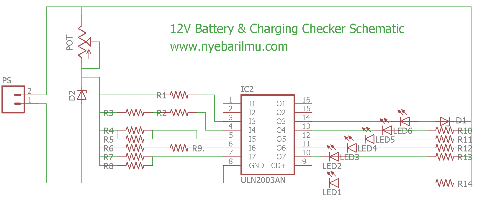 Rangkaian Tester Baterai Atau Accu 12v Rangkaian Tester Baterai Atau Accu 12v