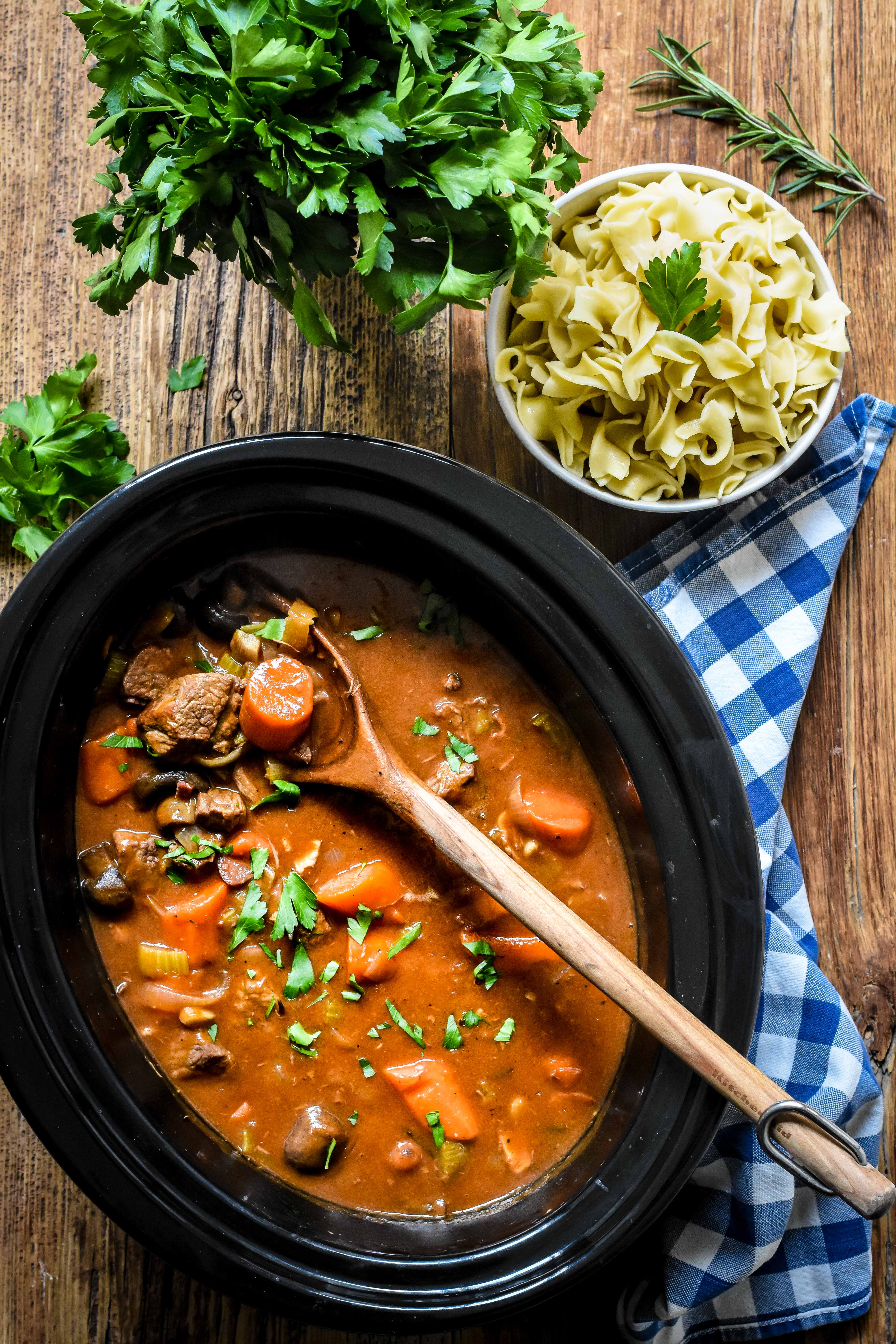 Slow-cooker beef bourguignon