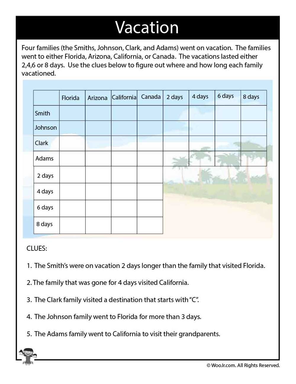 Logic grid puzzles printable