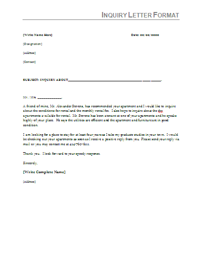 Purchase Enquiry Letter Format Drafting A Business Letters In English