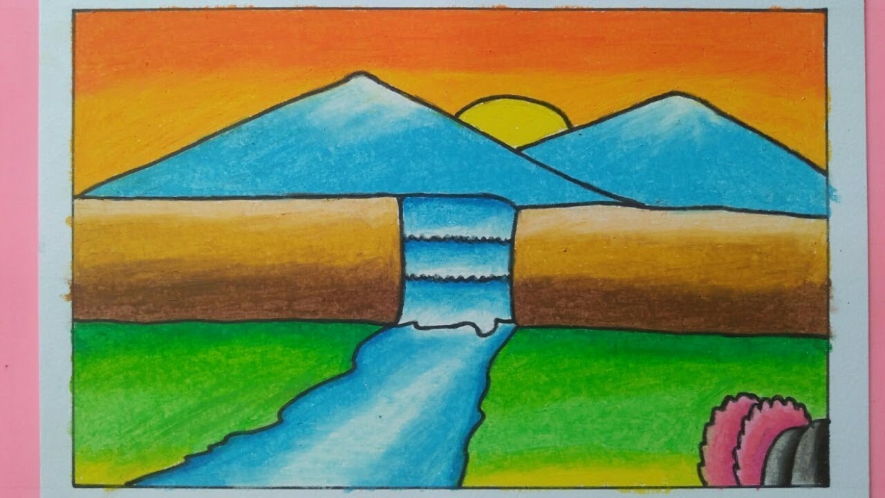 Cara Mudah Menggambar Pemandangan Alam Gunung Sawah Dengan Mudah Part 1 By Mari Belajar Menggambar 720_X_1280_jpg