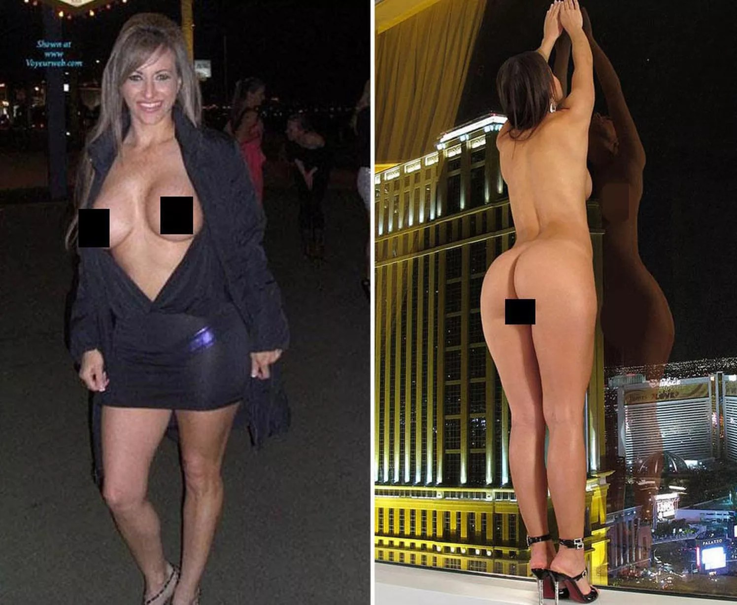 SIN CITY: Cheeky girls STRIP for Las Vegas flashing.