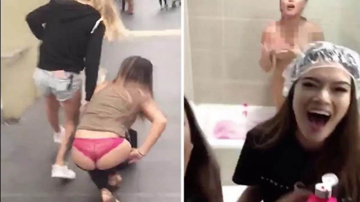 Hot brunette RAGES as 'friends' pull down pants in public and spray naked body with paint - Daily Star