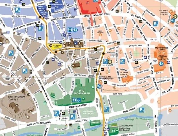 The 35 Streets That Originally Made Up The City Of Nottingham MapJPG 