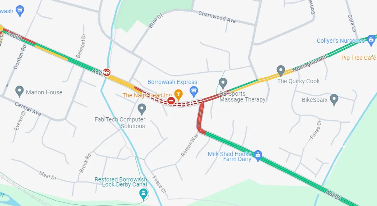 Nottingham Road Live Updates As Street Closed After Car Crashed Into Google Maps.