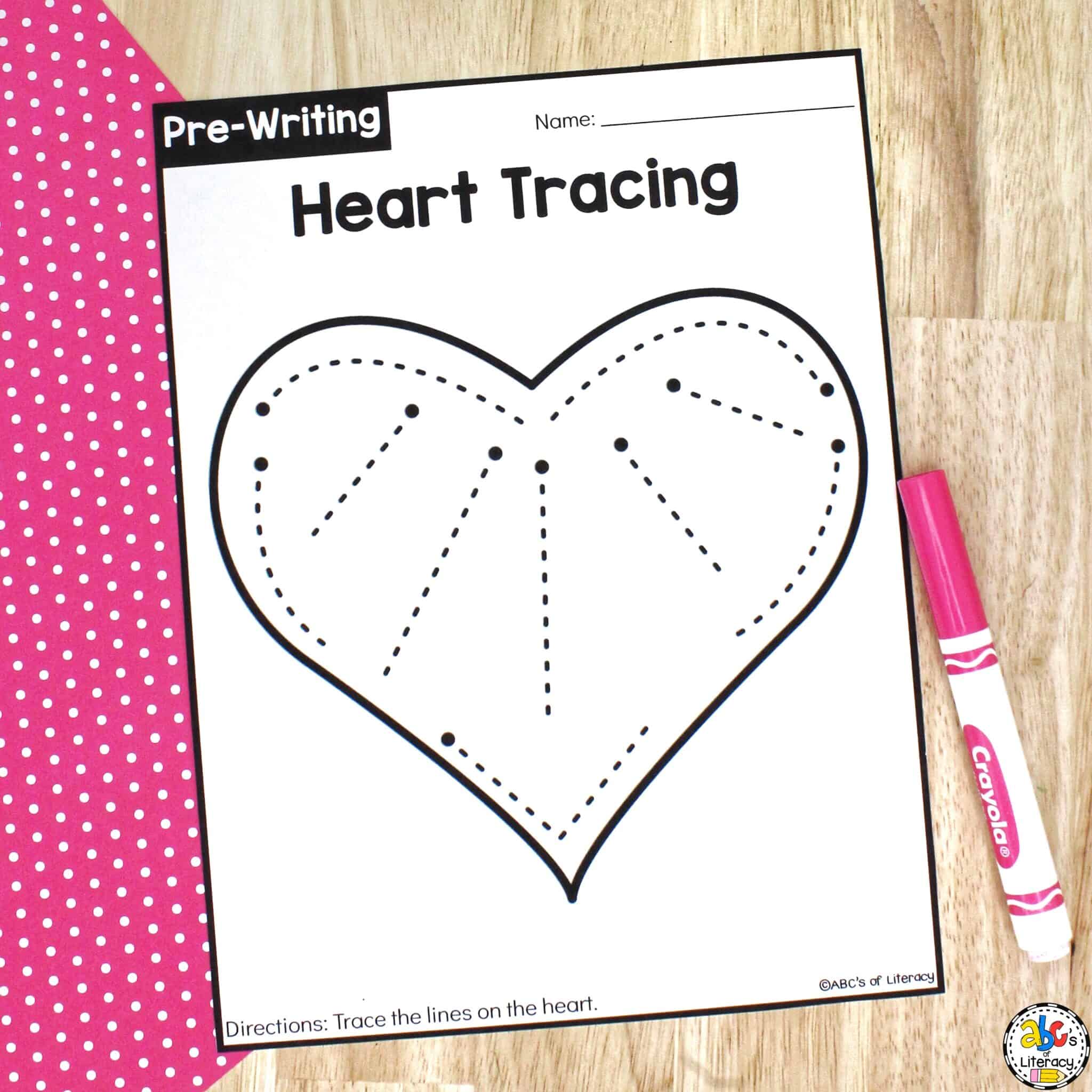 10++ heart tracing worksheet