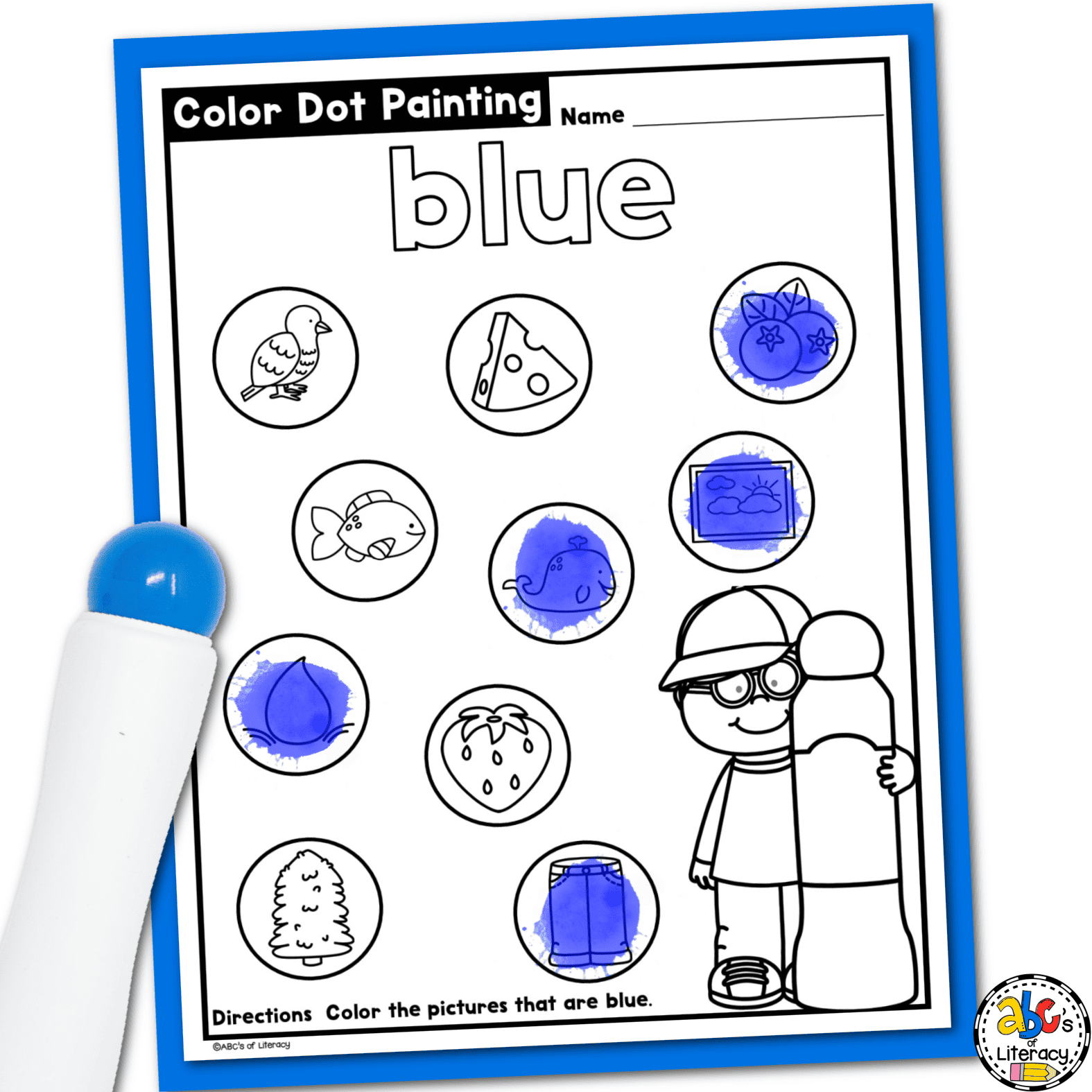 Color dot painting worksheets