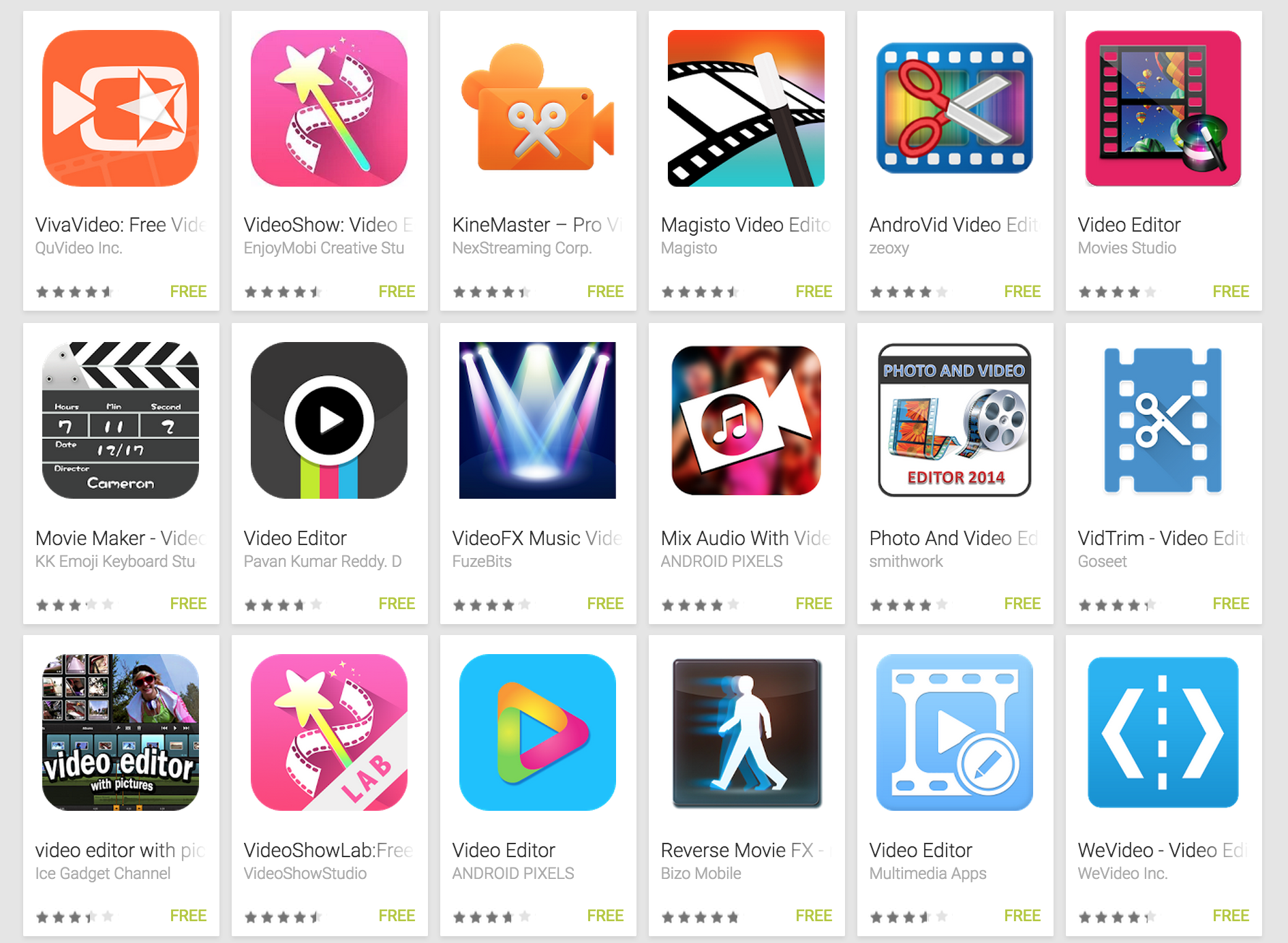 List of video editing apps for android