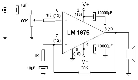 20w Stereo Amplifier Based Lm1876 Amplifier Circuit Design