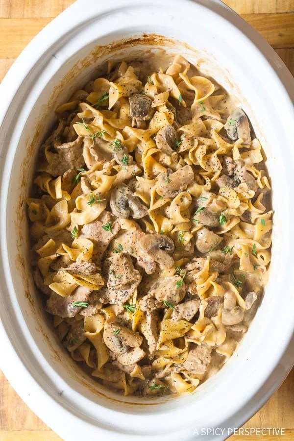 The best slow cooker beef stroganoff