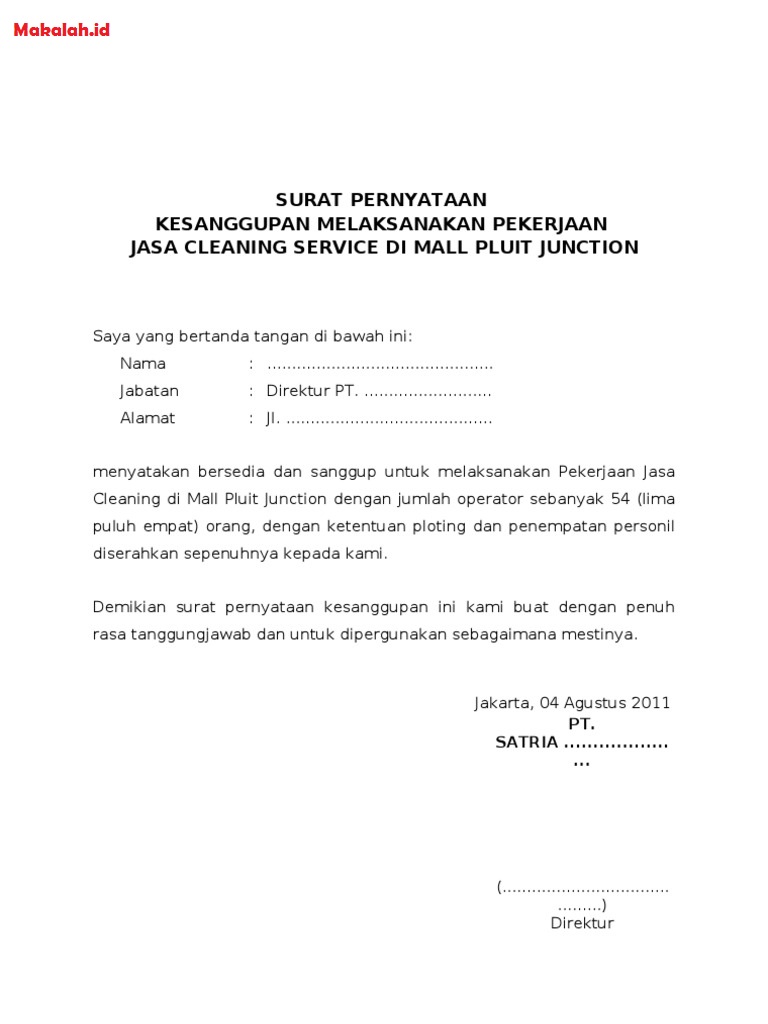 Contoh Surat Rasmi Aku Janji Rasmi Sud 