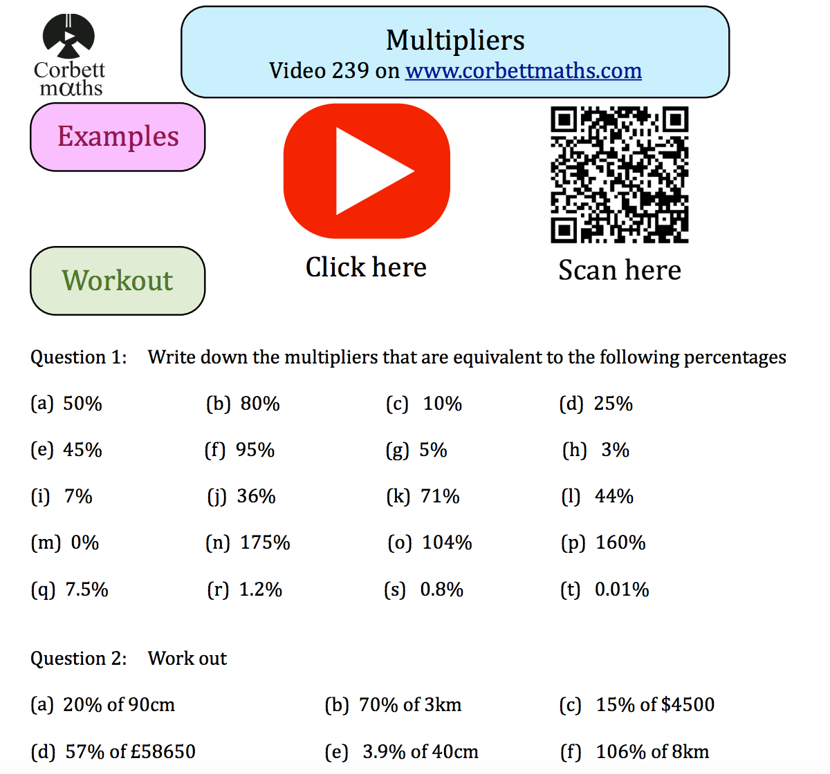 Percentage increase and decrease worksheet