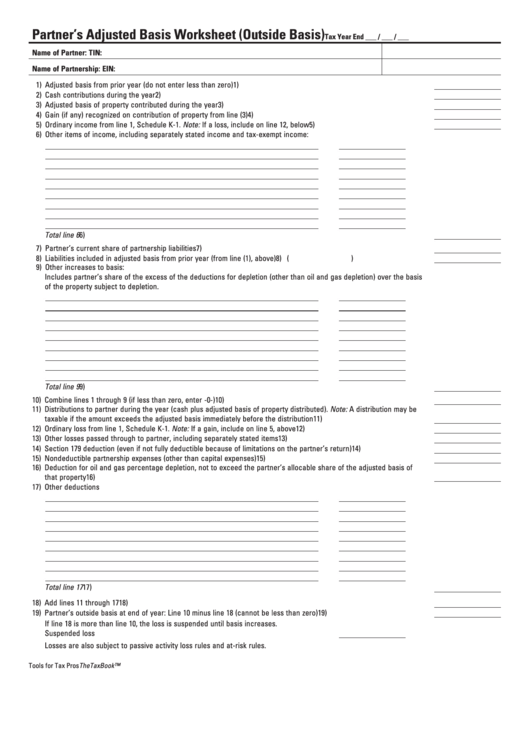 S corp basis calculation worksheet