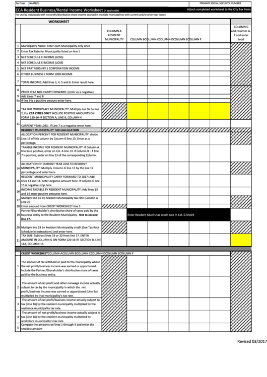 Essent rental income worksheet
