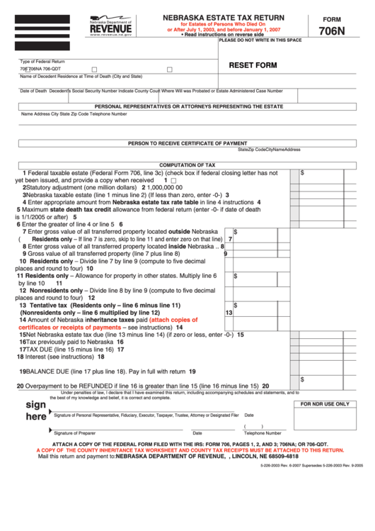 Nebraska inheritance tax worksheet 2023
