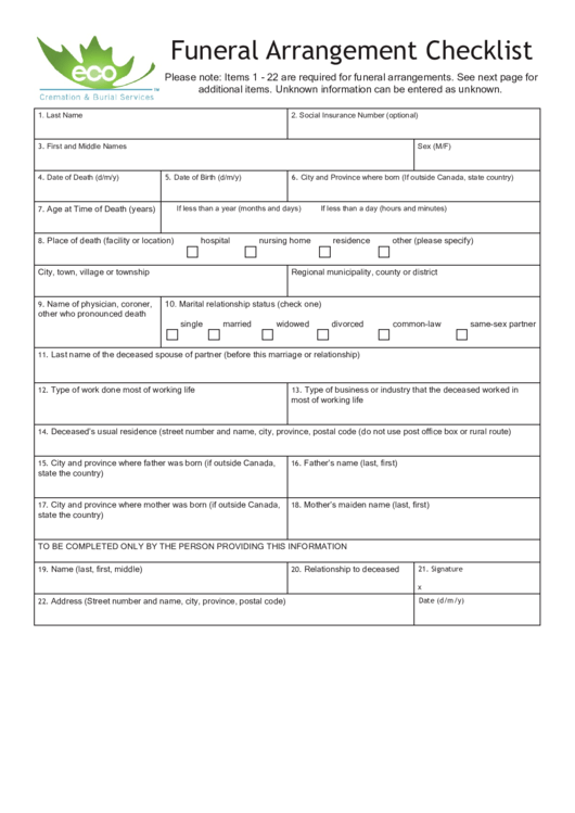 10++ funeral planning worksheet