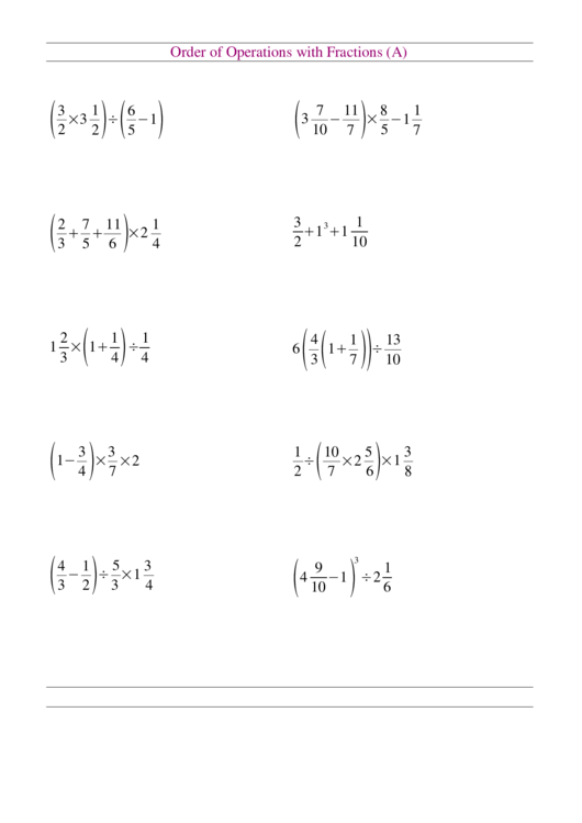 Operations with fractions worksheet pdf