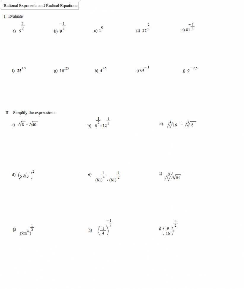 Exponent worksheet for kids