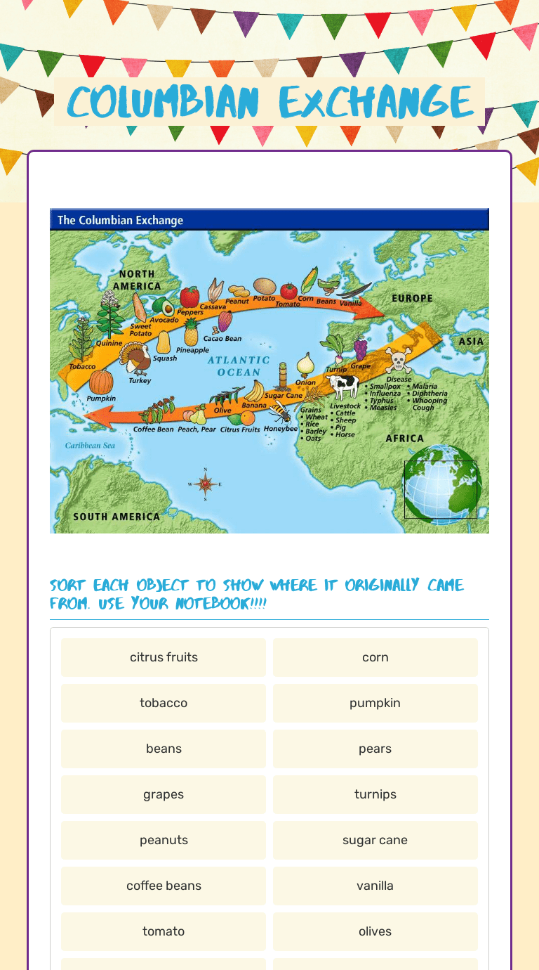 The columbian exchange worksheet answer key